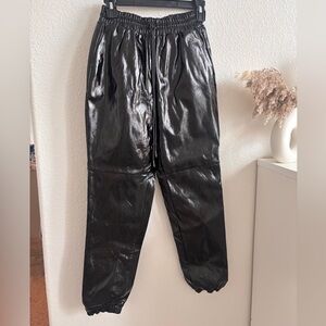 Forever 21 Black Faux Leather Women’s Jogger Pants – High Waist